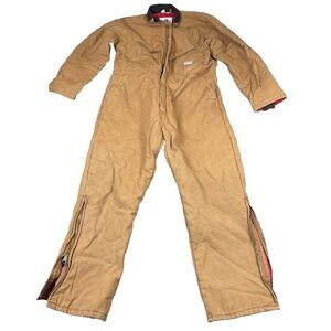 Vintage Liberty Insulated Coveralls Mens XL Tall Brown Red Quilt Lined USA Made